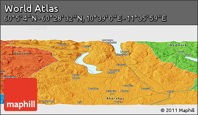 Political Panoramic Map of the Area around 60° 16' 48" N, 11° 7' 30" E