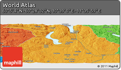 Political Panoramic Map of the Area around 60° 16' 48" N, 11° 7' 30" E