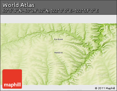 Physical 3D Map of the Area around 60° 16' 48" N, 122° 28' 29" E
