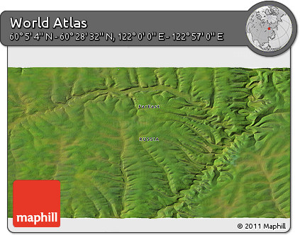 Satellite 3D Map of the Area around 60° 16' 48" N, 122° 28' 29" E