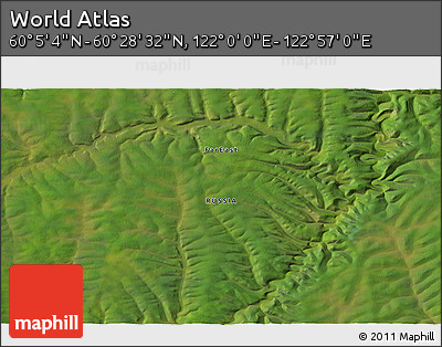 Satellite 3D Map of the Area around 60° 16' 48" N, 122° 28' 29" E