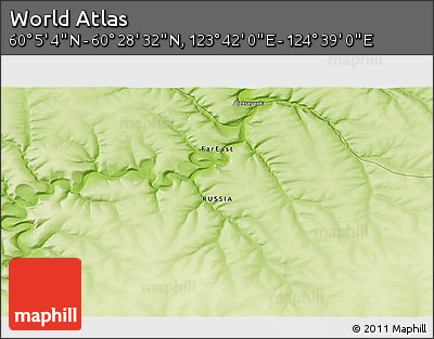 Physical 3D Map of the Area around 60° 16' 48" N, 124° 10' 30" E