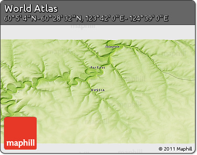 Physical 3D Map of the Area around 60° 16' 48" N, 124° 10' 30" E