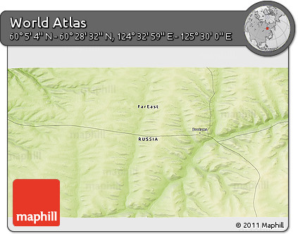 Physical 3D Map of the Area around 60° 16' 48" N, 125° 1' 30" E