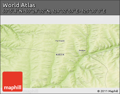 Physical 3D Map of the Area around 60° 16' 48" N, 125° 1' 30" E