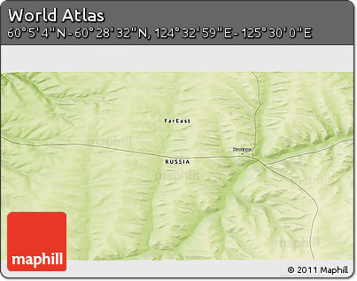 Physical 3D Map of the Area around 60° 16' 48" N, 125° 1' 30" E