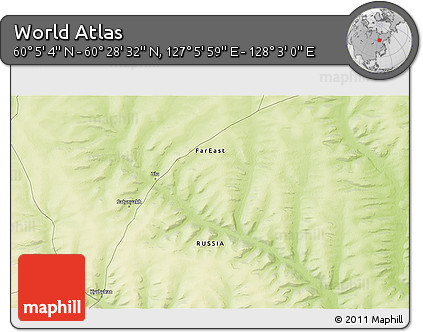 Physical 3D Map of the Area around 60° 16' 48" N, 127° 34' 30" E