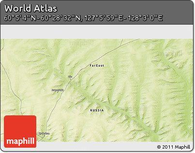 Physical 3D Map of the Area around 60° 16' 48" N, 127° 34' 30" E