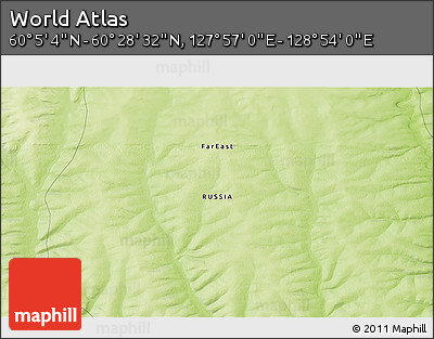 Physical 3D Map of the Area around 60° 16' 48" N, 128° 25' 30" E