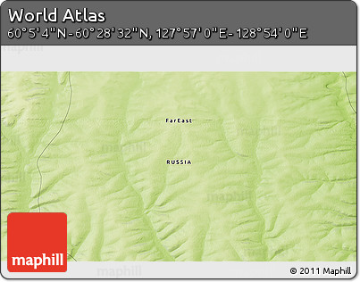Physical 3D Map of the Area around 60° 16' 48" N, 128° 25' 30" E