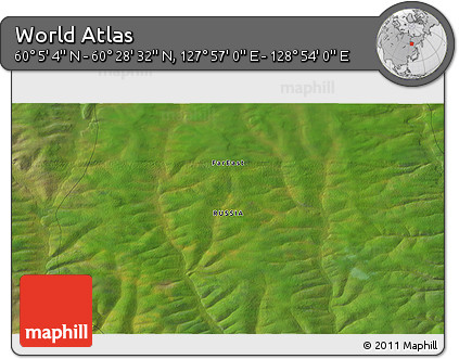 Satellite 3D Map of the Area around 60° 16' 48" N, 128° 25' 30" E