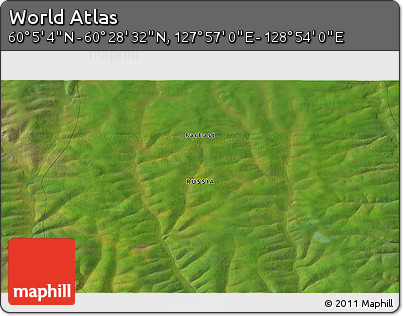 Satellite 3D Map of the Area around 60° 16' 48" N, 128° 25' 30" E