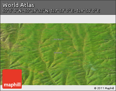 Satellite 3D Map of the Area around 60° 16' 48" N, 128° 25' 30" E