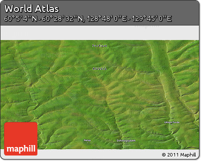 Satellite 3D Map of the Area around 60° 16' 48" N, 129° 16' 30" E