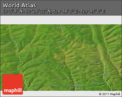 Satellite 3D Map of the Area around 60° 16' 48" N, 129° 16' 30" E