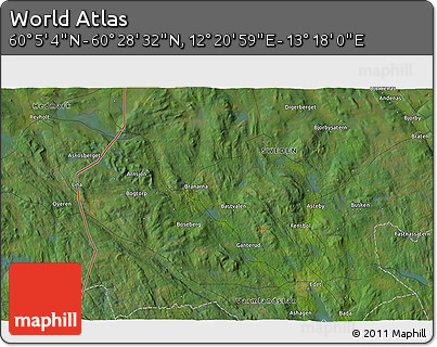 Satellite 3D Map of the Area around 60° 16' 48" N, 12° 49' 29" E