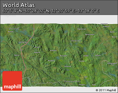 Satellite 3D Map of the Area around 60° 16' 48" N, 12° 49' 29" E