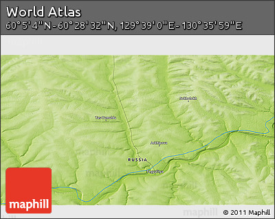 Physical 3D Map of the Area around 60° 16' 48" N, 130° 7' 30" E
