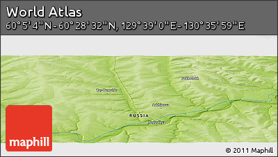 Physical Panoramic Map of the Area around 60° 16' 48" N, 130° 7' 30" E