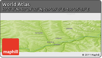Physical Panoramic Map of the Area around 60° 16' 48" N, 130° 7' 30" E