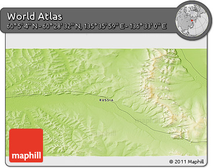 Physical 3D Map of the Area around 60° 16' 48" N, 136° 4' 29" E