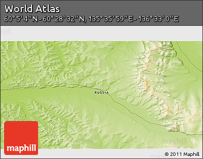 Physical 3D Map of the Area around 60° 16' 48" N, 136° 4' 29" E