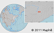 Gray Location Map of the area around 60° 16' 48" N, 136° 4' 29" E, hill shading