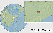 Savanna Style Location Map of the area around 60° 16' 48" N, 136° 4' 29" E, hill shading