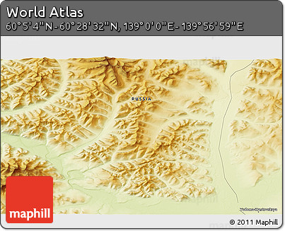 Physical 3D Map of the Area around 60° 16' 48" N, 139° 28' 29" E
