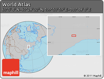 Gray Location Map of the Area around 60° 16' 48" N, 140° 19' 29" E