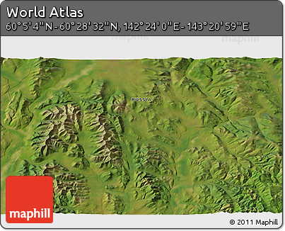 Satellite 3D Map of the Area around 60° 16' 48" N, 142° 52' 30" E