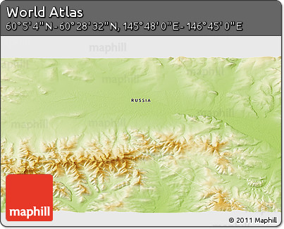 Physical 3D Map of the Area around 60° 16' 48" N, 146° 16' 30" E
