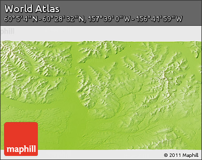 Physical 3D Map of the Area around 60° 16' 48" N, 157° 10' 30" W