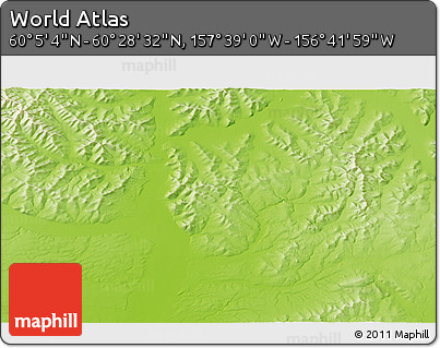 Physical 3D Map of the Area around 60° 16' 48" N, 157° 10' 30" W