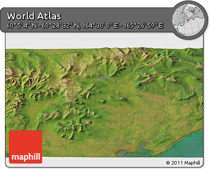 Satellite 3D Map of the Area around 60° 16' 48" N, 164° 58' 29" E