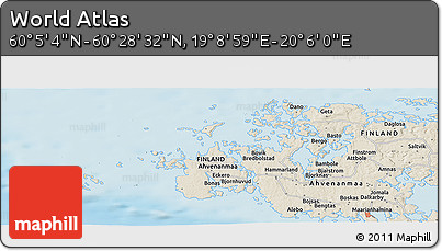 Shaded Relief Panoramic Map of the Area around 60° 16' 48" N, 19° 37' 30" E