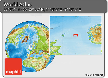 Physical Location Map of the Area around 60° 16' 48" N, 1° 46' 29" E