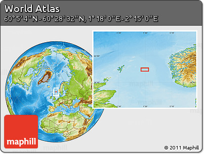 Physical Location Map of the Area around 60° 16' 48" N, 1° 46' 29" E