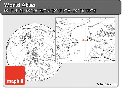 Blank Location Map of the Area around 60° 16' 48" N, 20° 28' 30" E