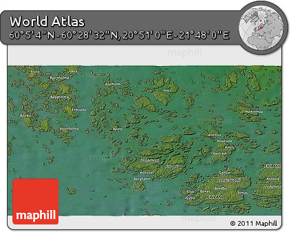 Satellite 3D Map of the Area around 60° 16' 48" N, 21° 19' 30" E