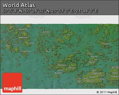 Satellite 3D Map of the Area around 60° 16' 48" N, 21° 19' 30" E