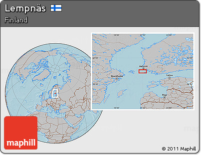 Gray Location Map of Lempnäs, hill shading