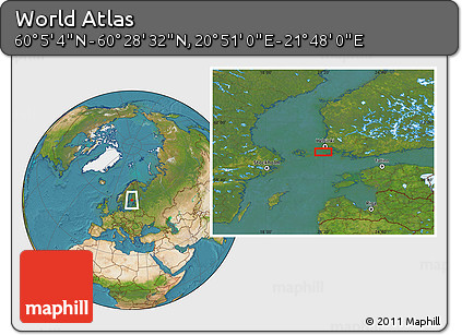 Satellite Location Map of the Area around 60° 16' 48" N, 21° 19' 30" E