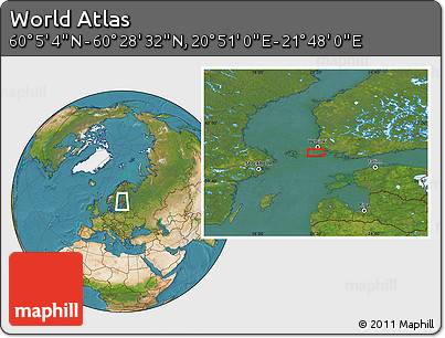 Satellite Location Map of the Area around 60° 16' 48" N, 21° 19' 30" E