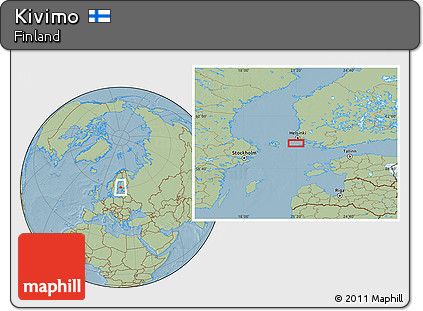 Savanna Style Location Map of Kivimo, hill shading