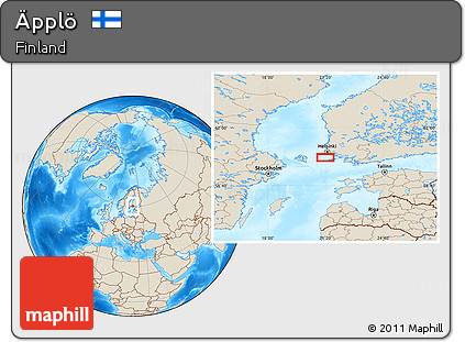 Shaded Relief Location Map of Äpplö