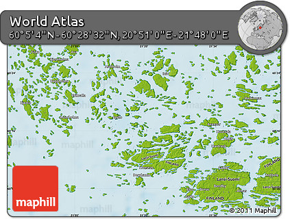 Physical Map of the Area around 60° 16' 48" N, 21° 19' 30" E