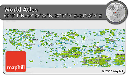 Physical Panoramic Map of the Area around 60° 16' 48" N, 21° 19' 30" E