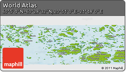 Physical Panoramic Map of the Area around 60° 16' 48" N, 21° 19' 30" E