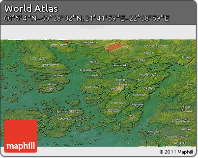 Satellite 3D Map of the Area around 60° 16' 48" N, 22° 10' 29" E